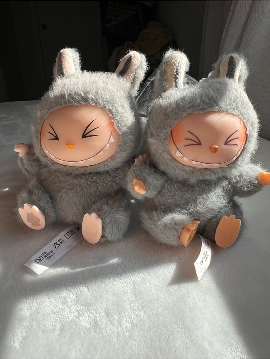 Labubu Other - 2 Labubu Plush Gray Bunny Monster Doll — Soft Cuddly Kids Toy